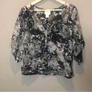 Passport Sheer Floral Print Women's Top Medium